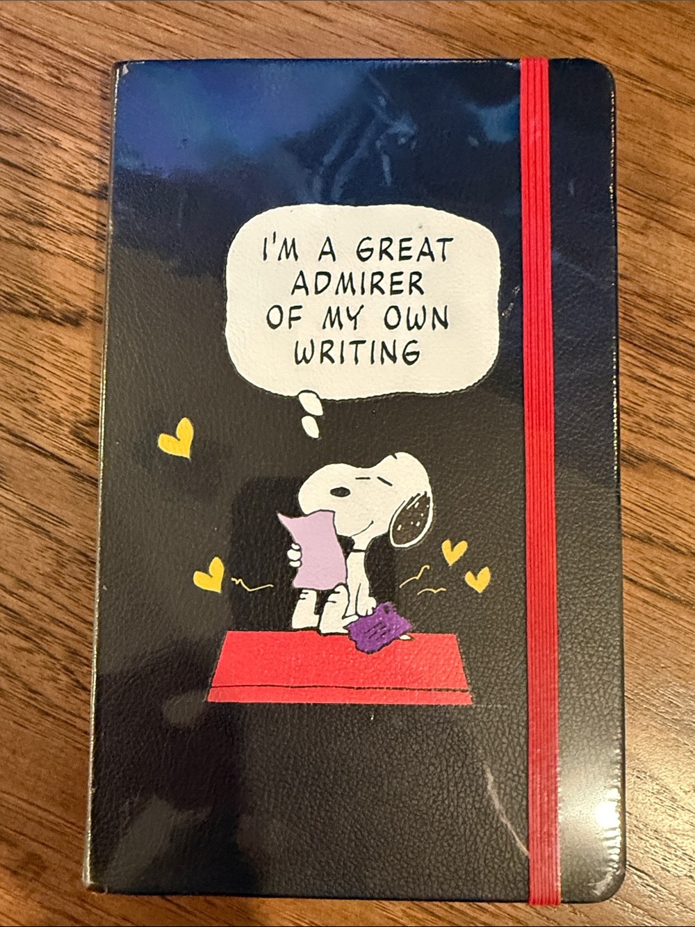 Peanuts Black Notebook with Red Elastic and Yellow Accents